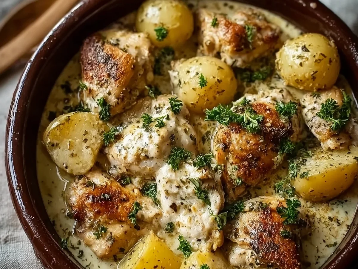Creamy Garlic Parmesan Crockpot Chicken & Potatoes - Image 1