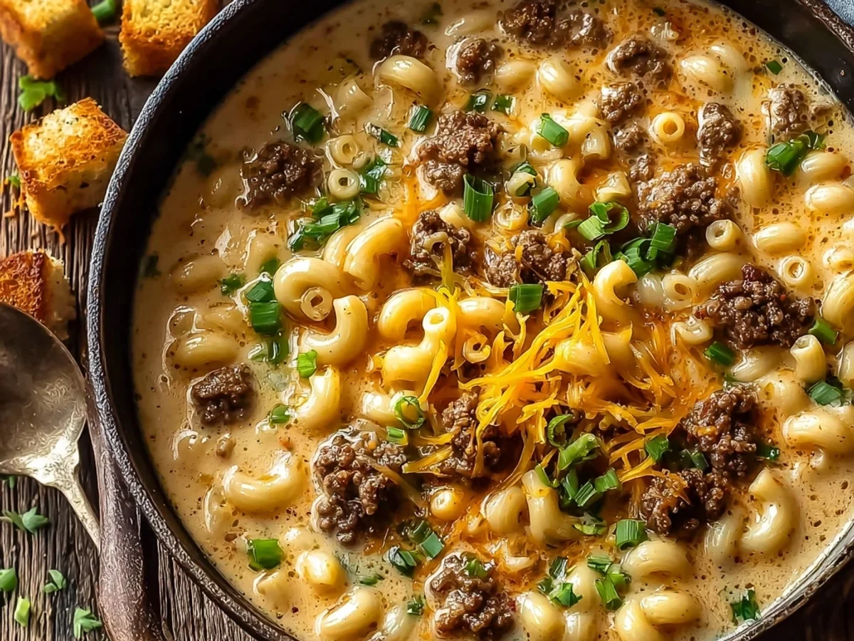 Creamy One Pot Macaroni Cheeseburger Soup Recipe - Image 1