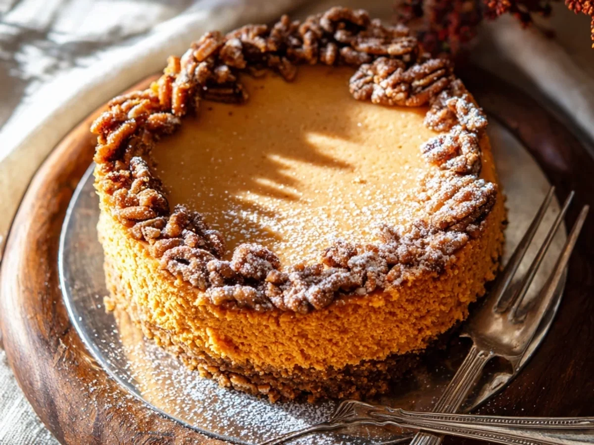 Creamy Pumpkin Cheesecake with Gingersnap Crust - Image 1