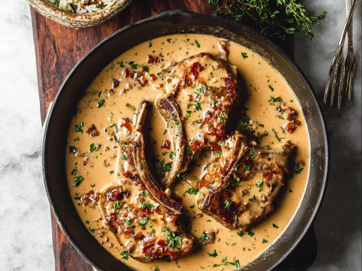 Creamy Turkey Ham Lamb Chops Dinner - Image 2