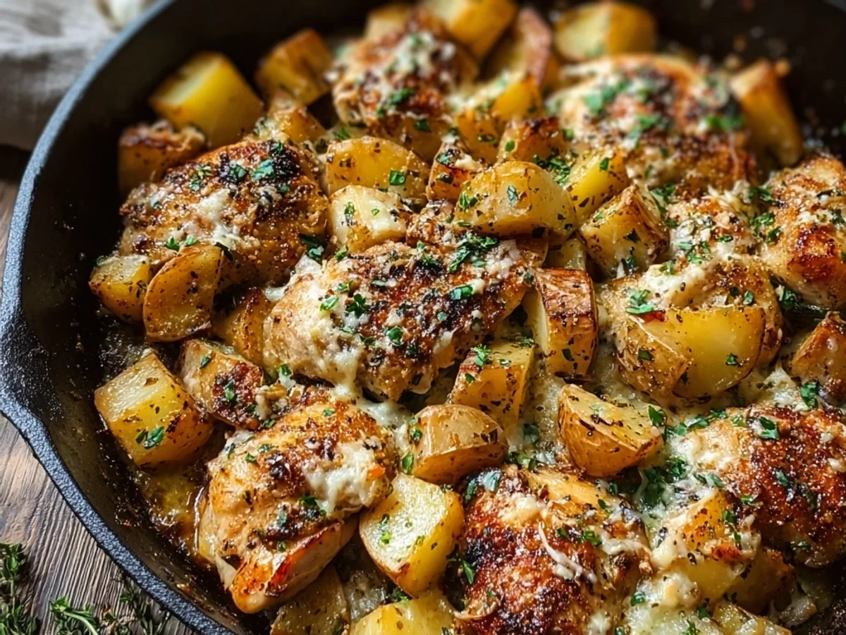 Crispy Garlic Parmesan Chicken & Potatoes Skillet for Weeknights - Image 2