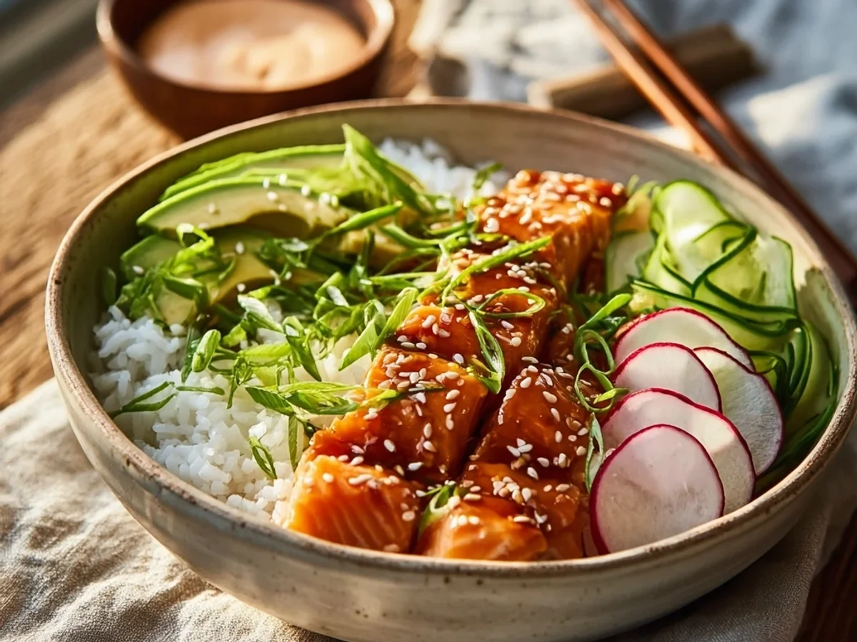 Crispy Salmon Rice Bowls with Tangy Sauce - Image 2