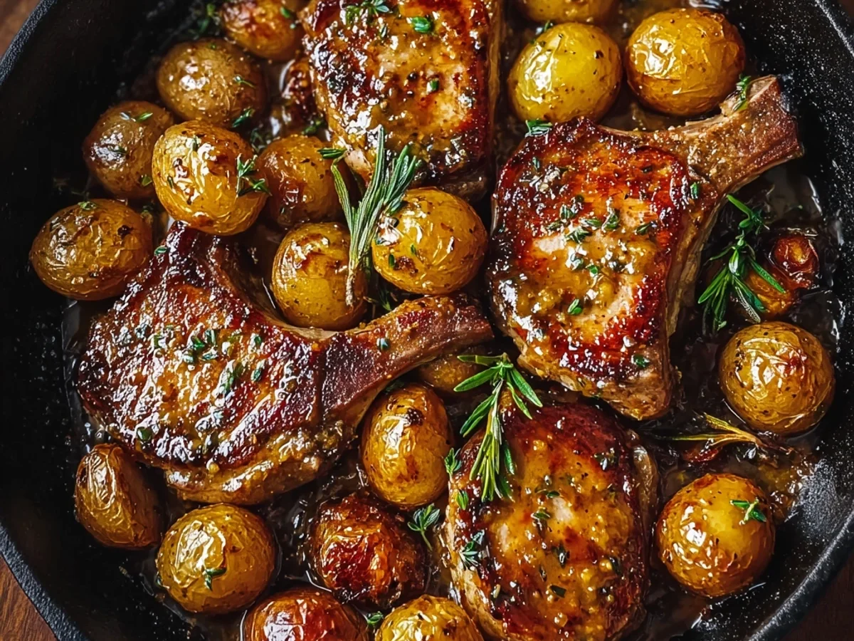 Easy Honey Mustard Lamb Chops & Potatoes Skillet - Image 1