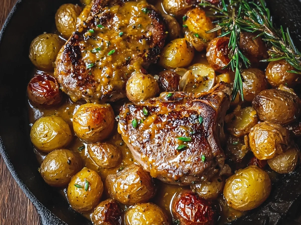 Easy Honey Mustard Lamb Chops & Potatoes Skillet - Image 2