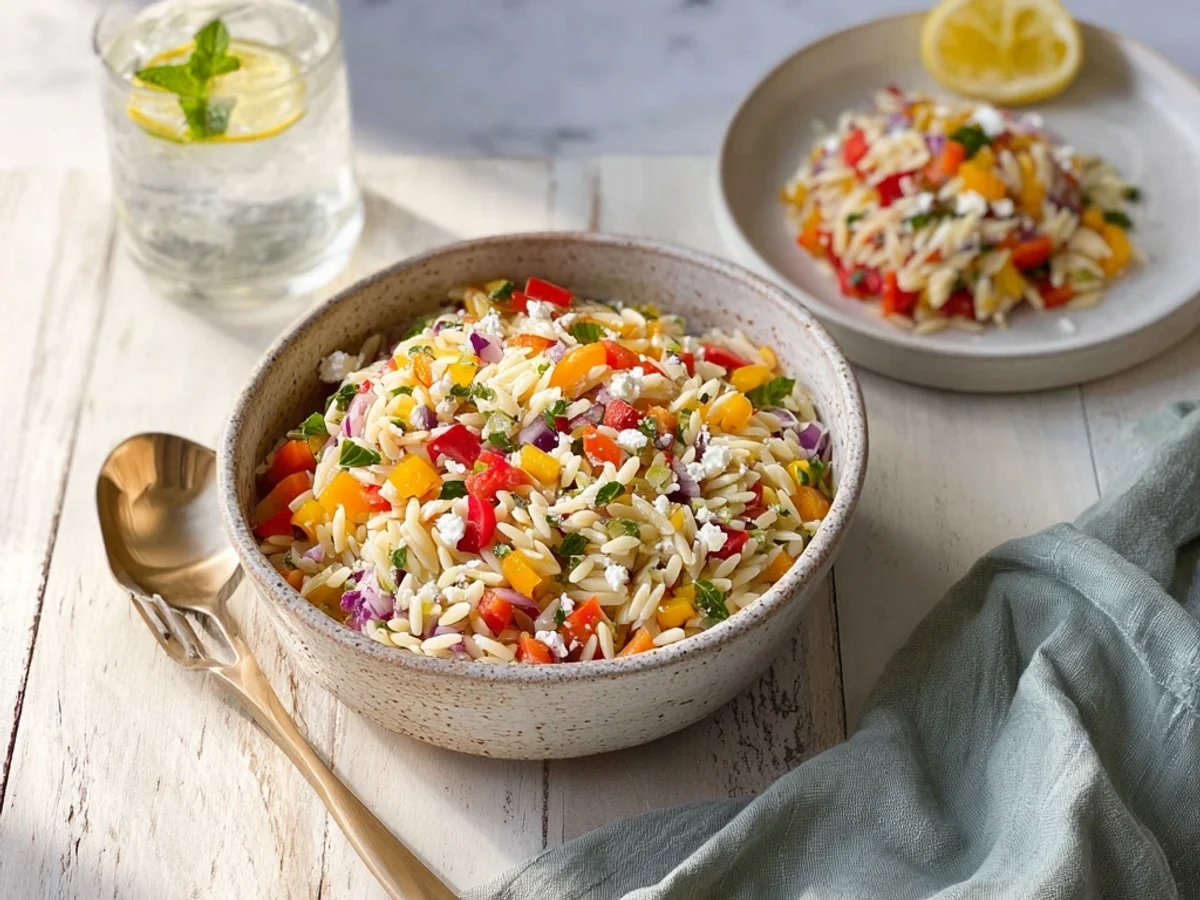 Fresh Vibrant Rainbow Orzo Salad: A Sunny Bowl of Joy - Image 2