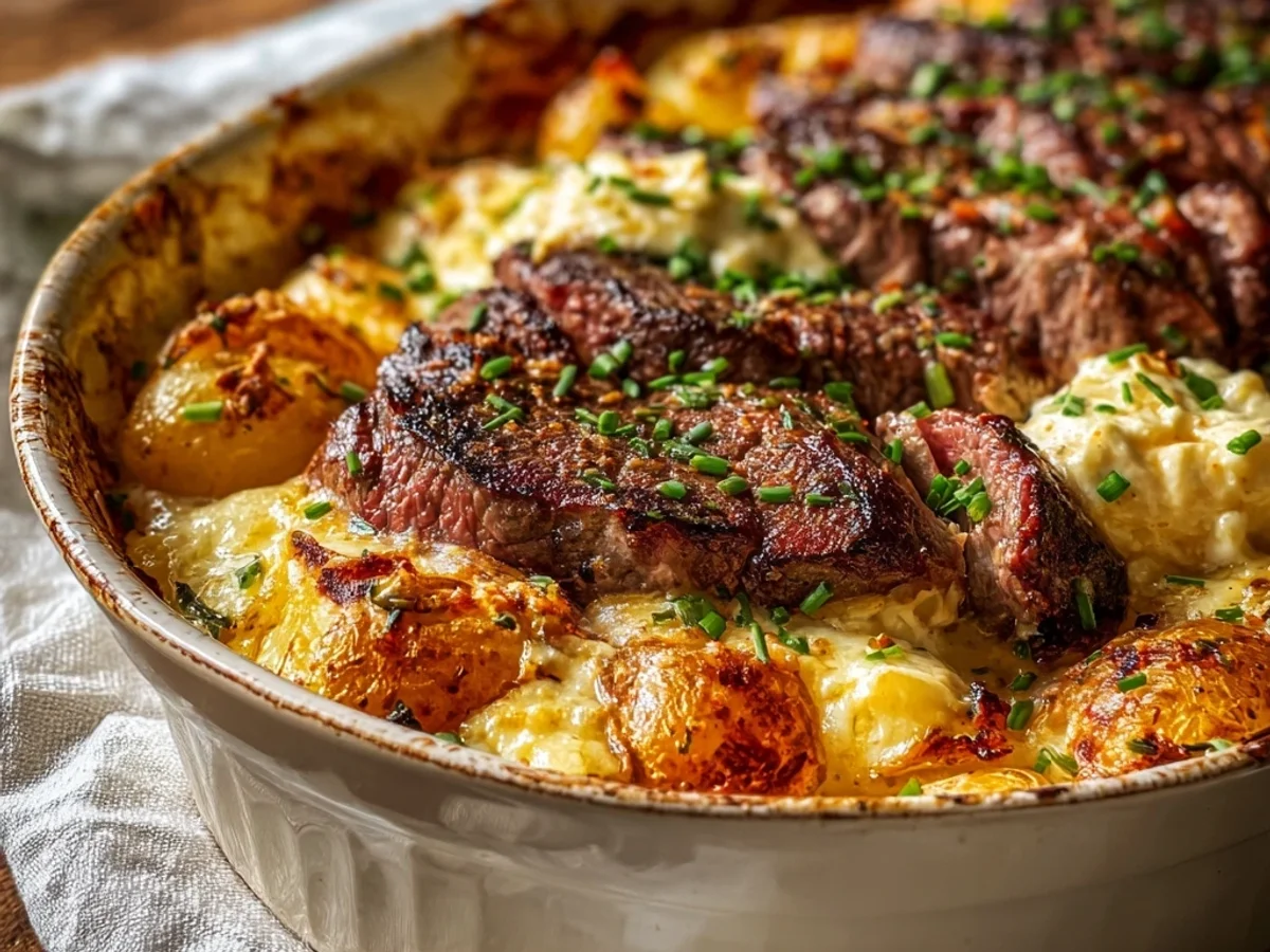 Garlic Butter Steak & Cheddar Potato Bake: A Hearty Dinner - Image 2