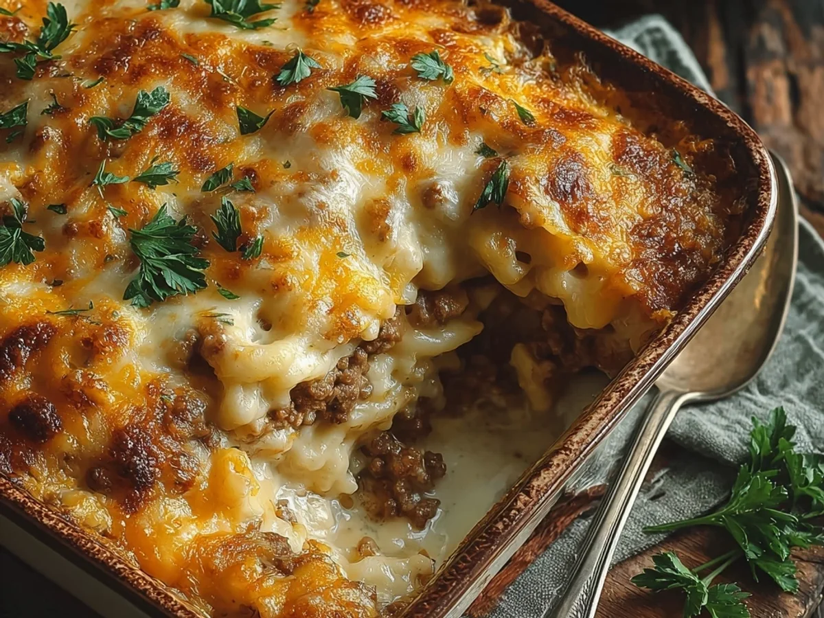 Hearty Cheesy Hamburger Casserole: Easy Dinner - Image 2