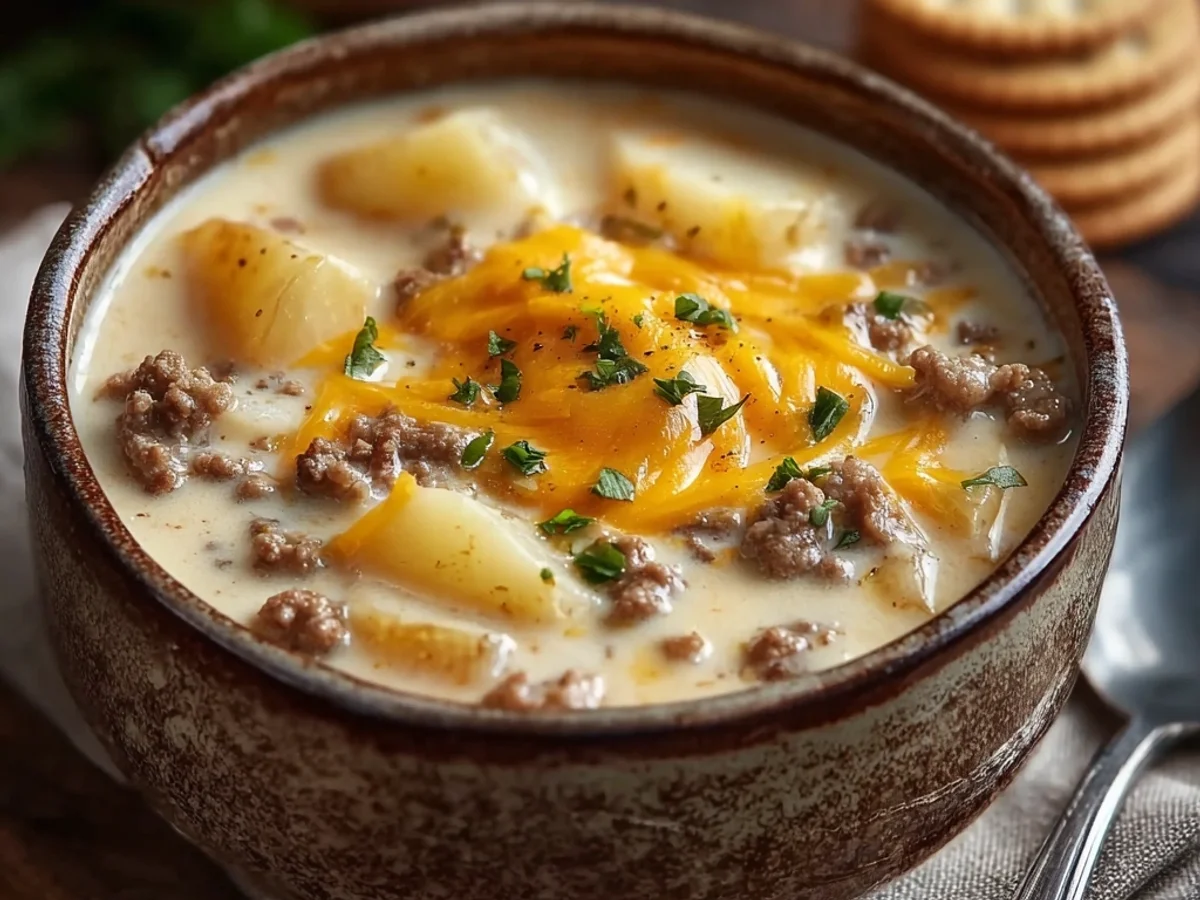 Hearty Cheesy Hamburger Potato Soup: My Dinner Lifesaver - Image 1