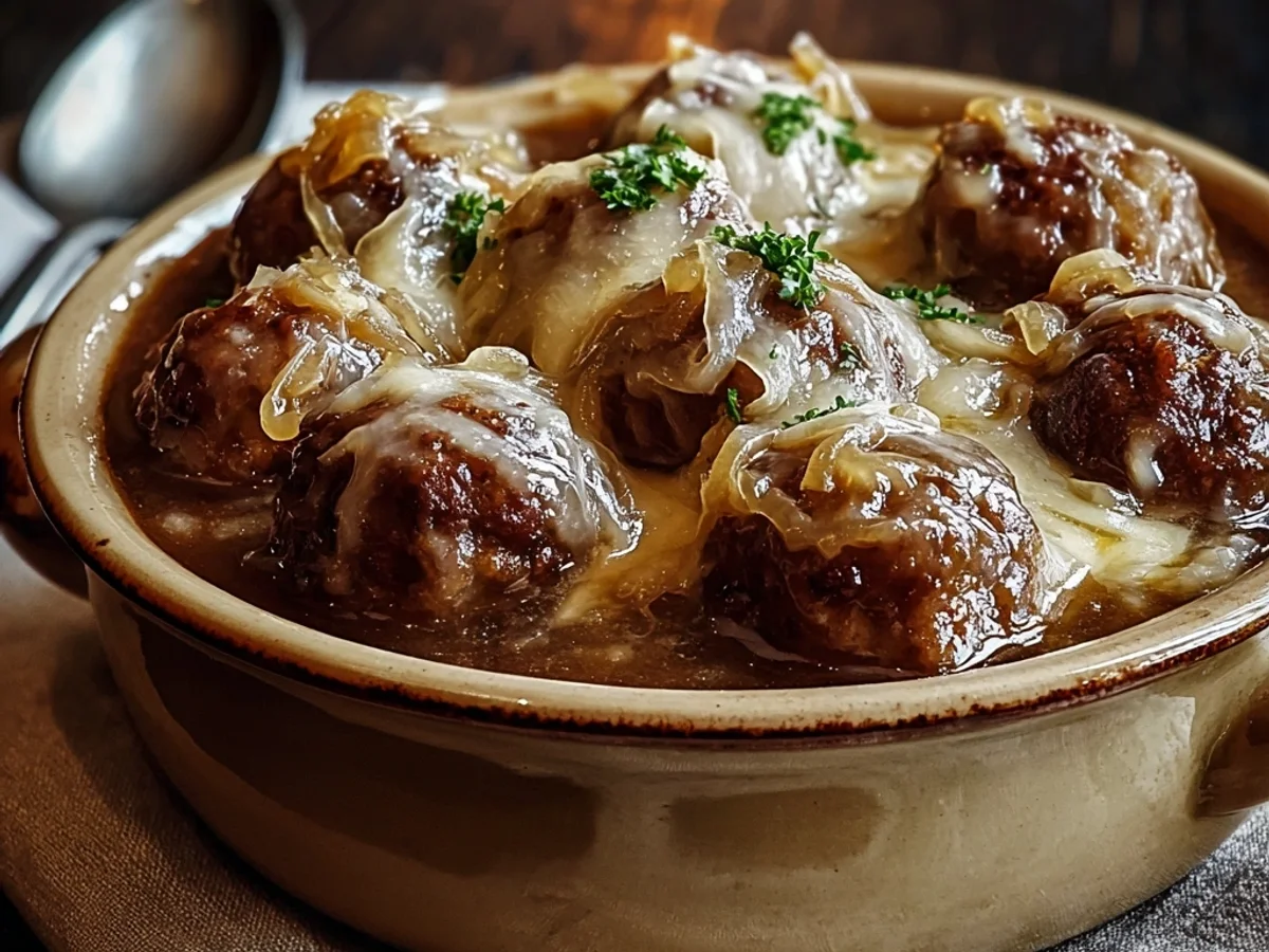 Hearty Crock Pot French Onion Meatballs - Image 2