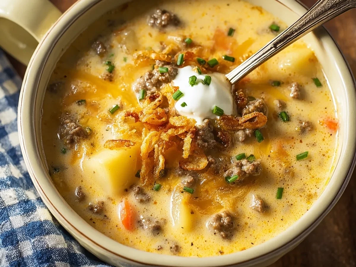 Hearty Crockpot Cheeseburger Soup: Simple Weeknight Meal - Image 1
