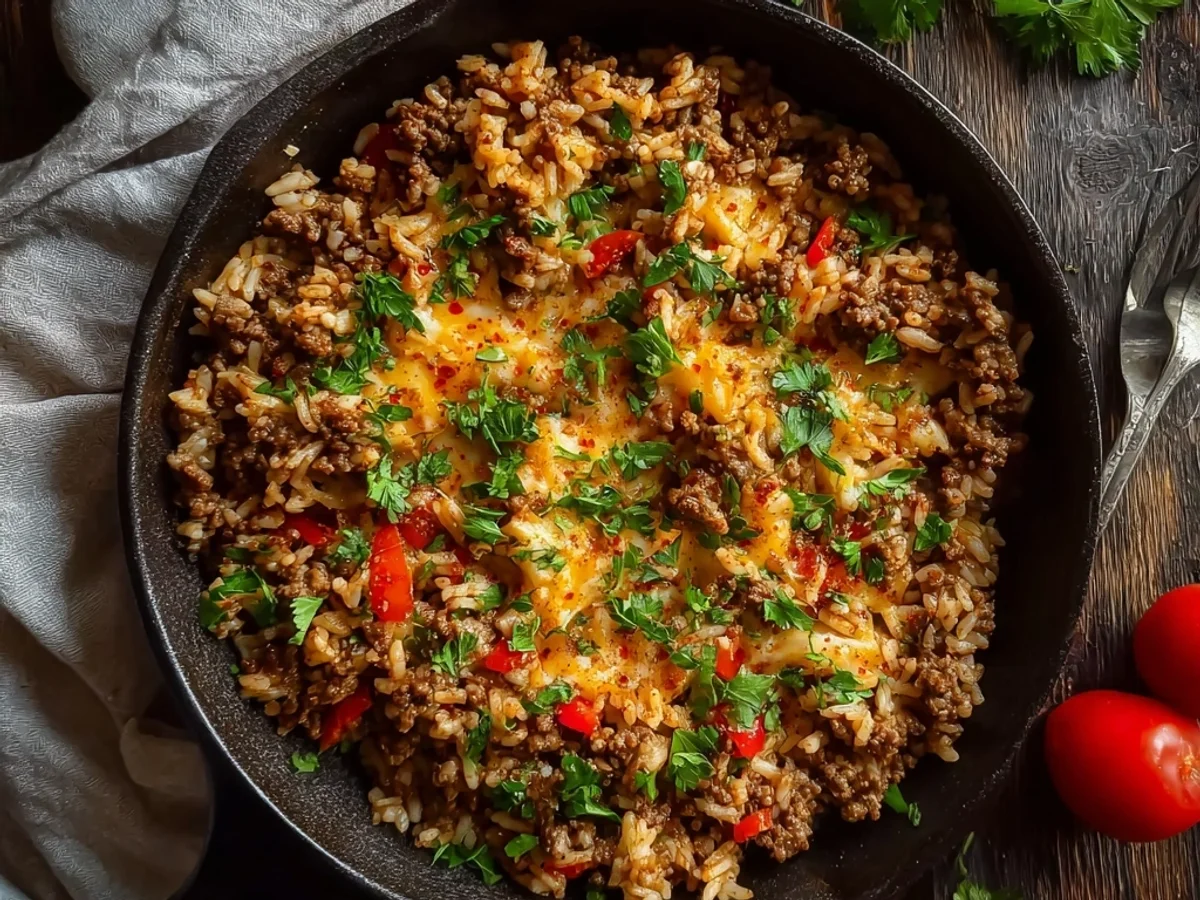 Hearty Ground Beef and Rice Skillet: Quick One-Pan Dinner - Image 1