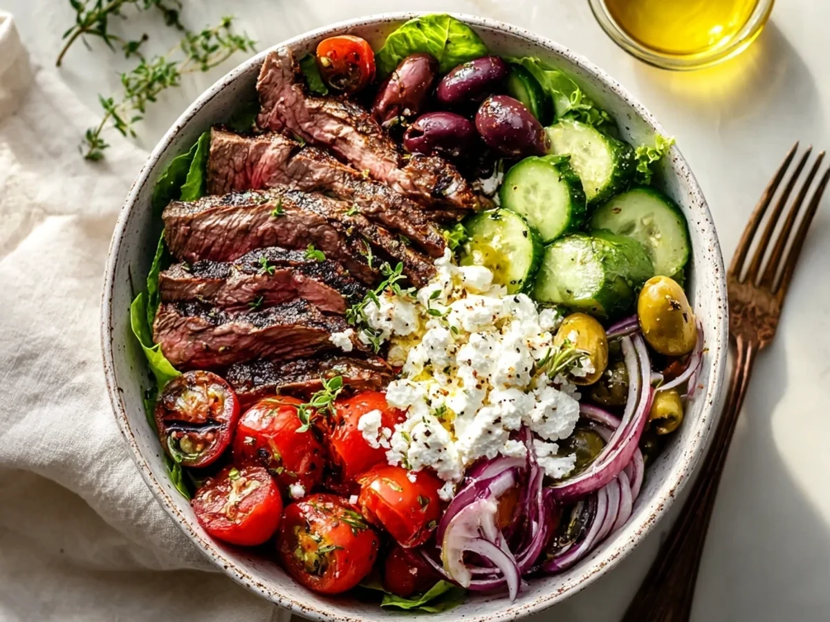 Hearty Mediterranean Steak Bowl: Fresh Flavors - Image 2