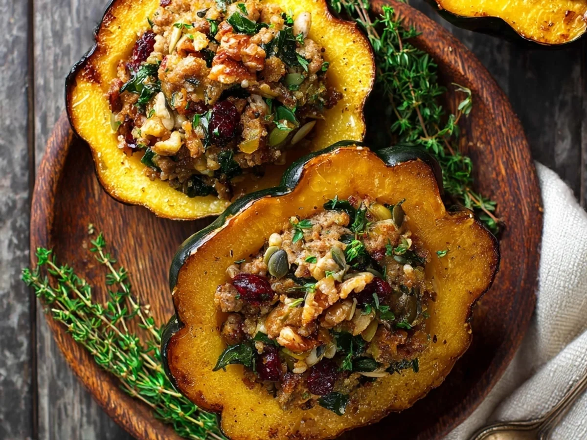 Hearty Sausage Stuffed Acorn Squash Recipe for Fall Nights - Image 1