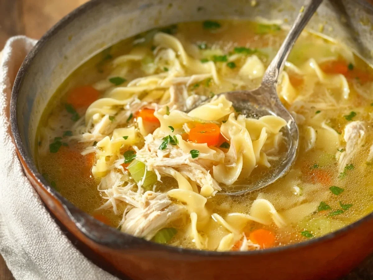 Homemade Chicken Noodle Soup: Rustic Comfort - Image 1