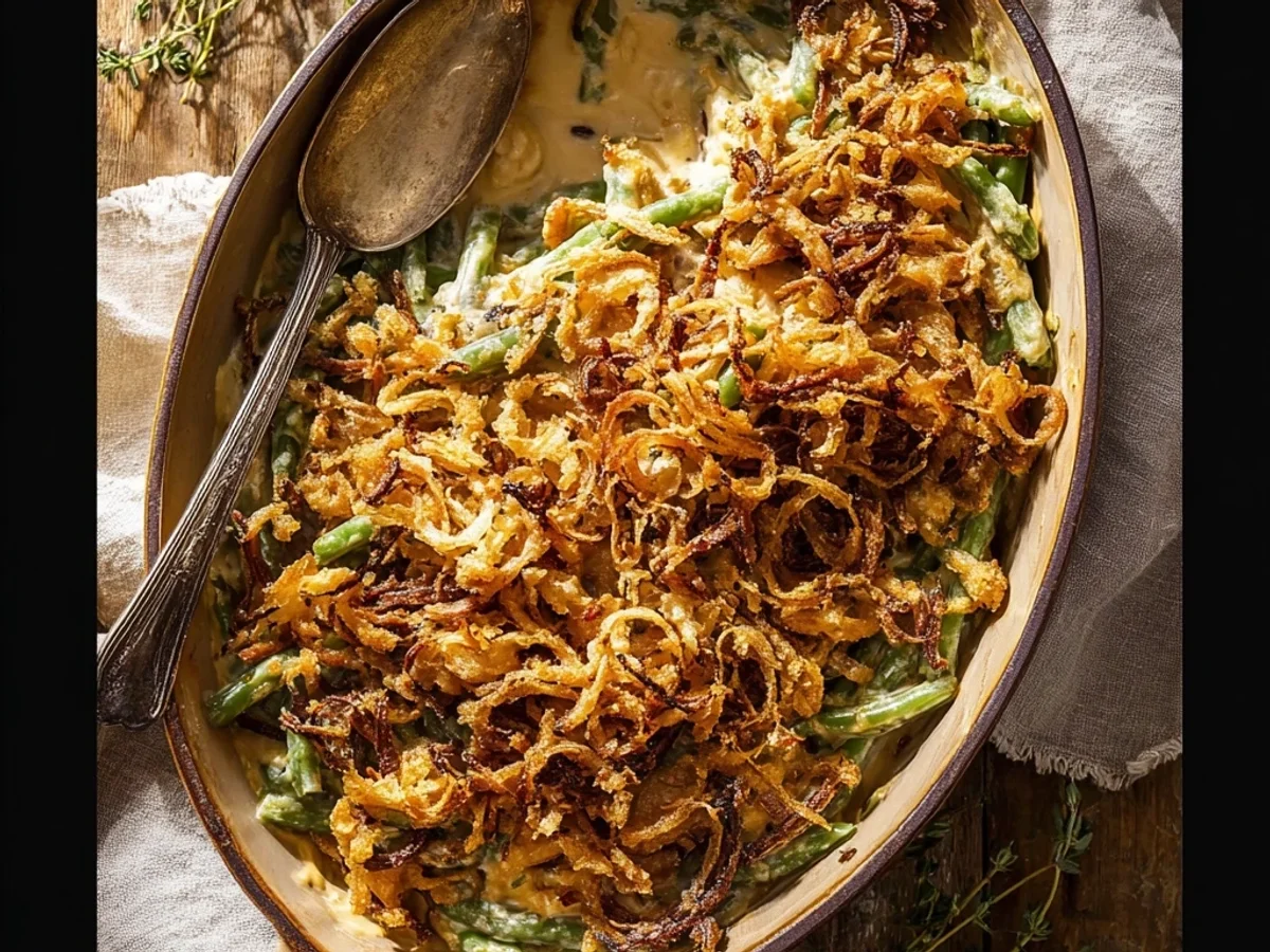 Homemade Green Bean Casserole: Creamy & Crispy Side - Image 1