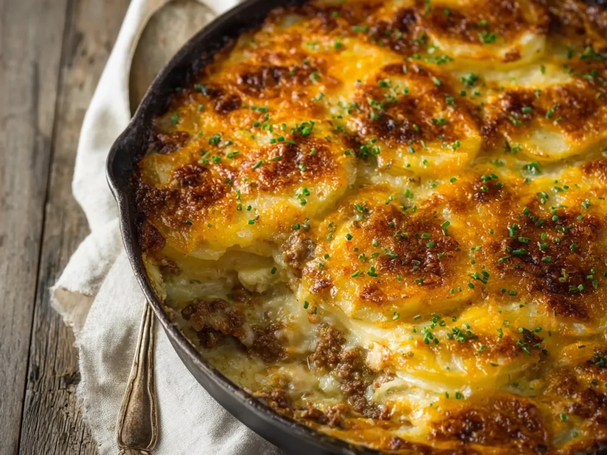 Homestyle Cheesy Hamburger Potato Casserole Bake - Image 1