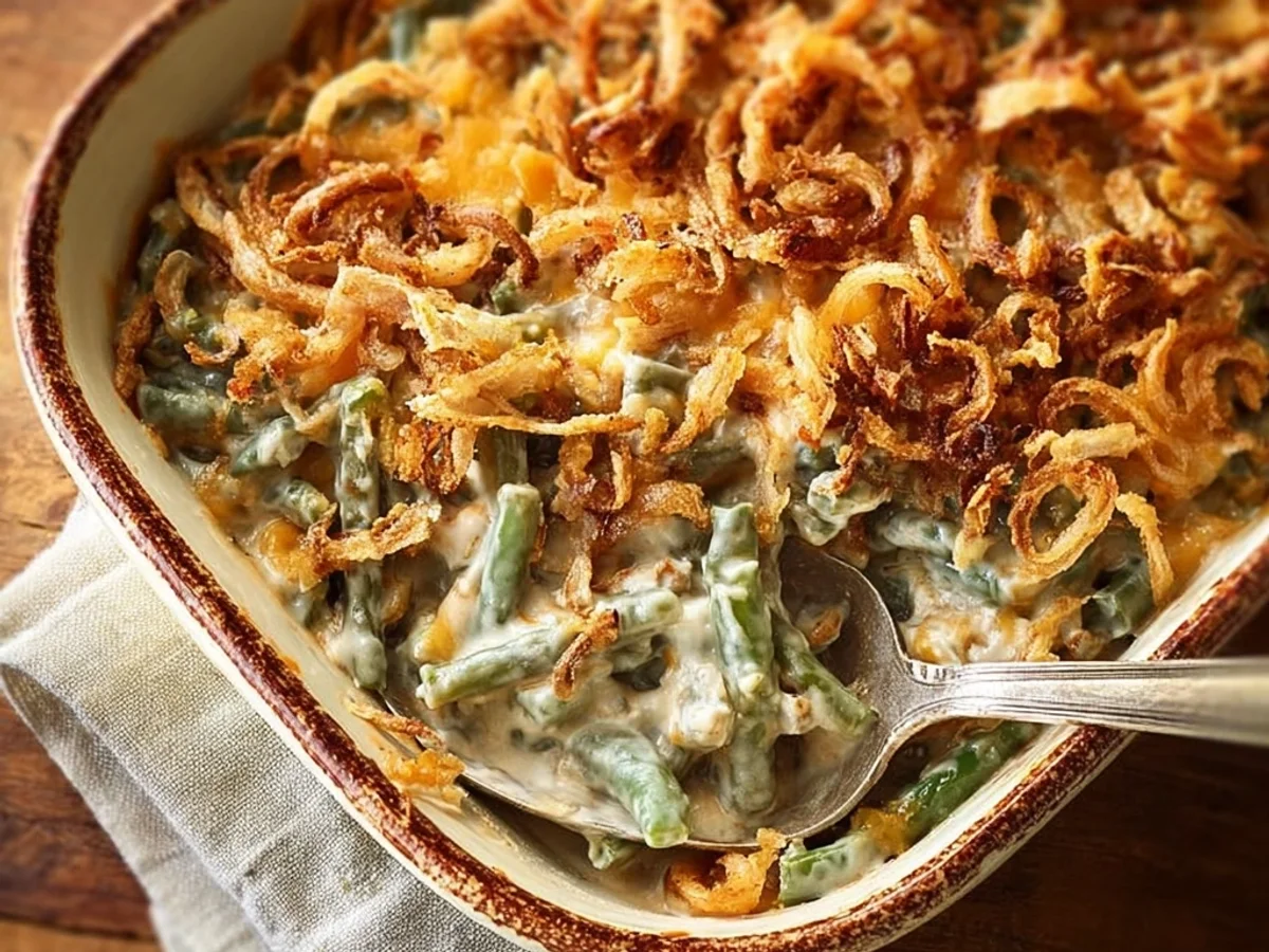 Homestyle Creamy Green Bean Bake with Crispy Shallots - Image 1