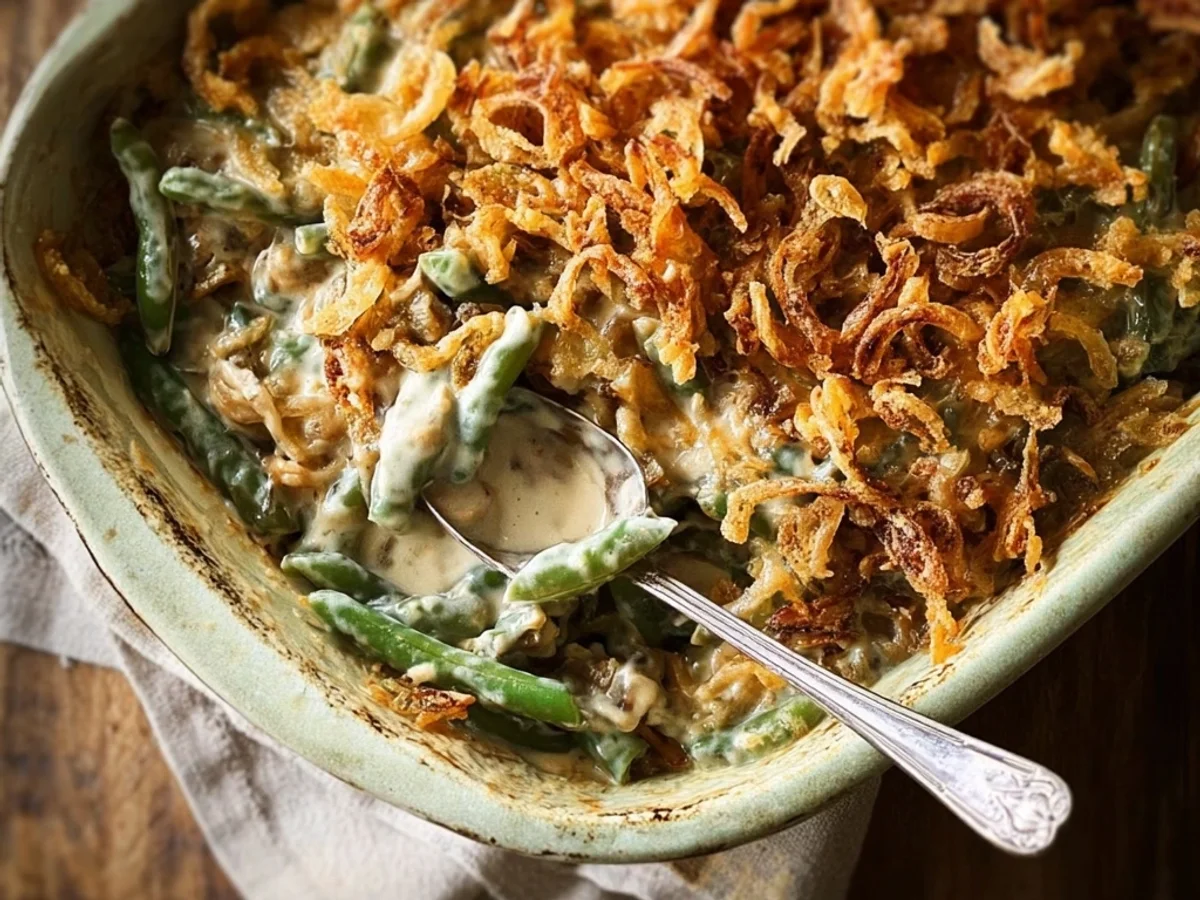 Homestyle Creamy Green Bean Bake with Crispy Shallots - Image 2