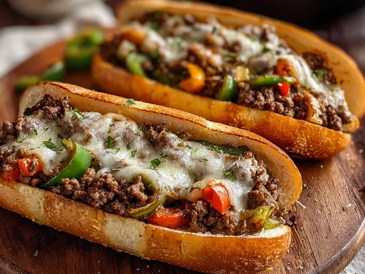 Homestyle Ground Beef Philly Cheesesteaks: Quick & Cheesy - Image 1