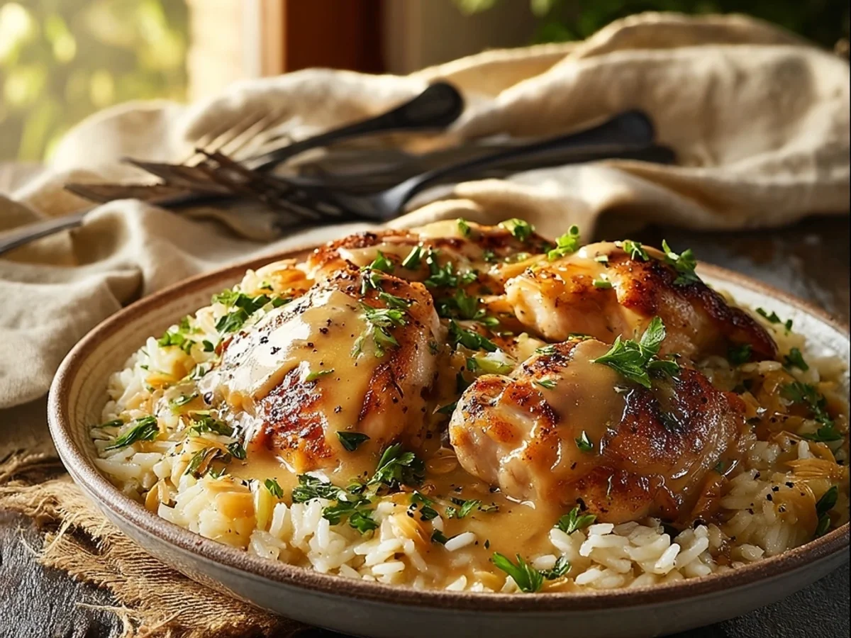 Homestyle Smothered Chicken and Rice Dinner - Image 1