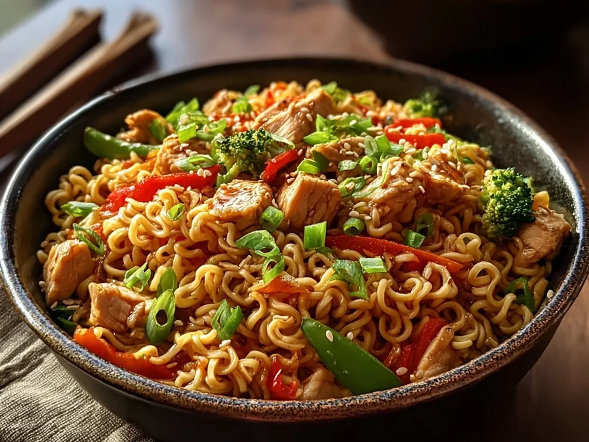 Quick Chicken Ramen Stir Fry: Savory Weeknight Noodles - Image 1