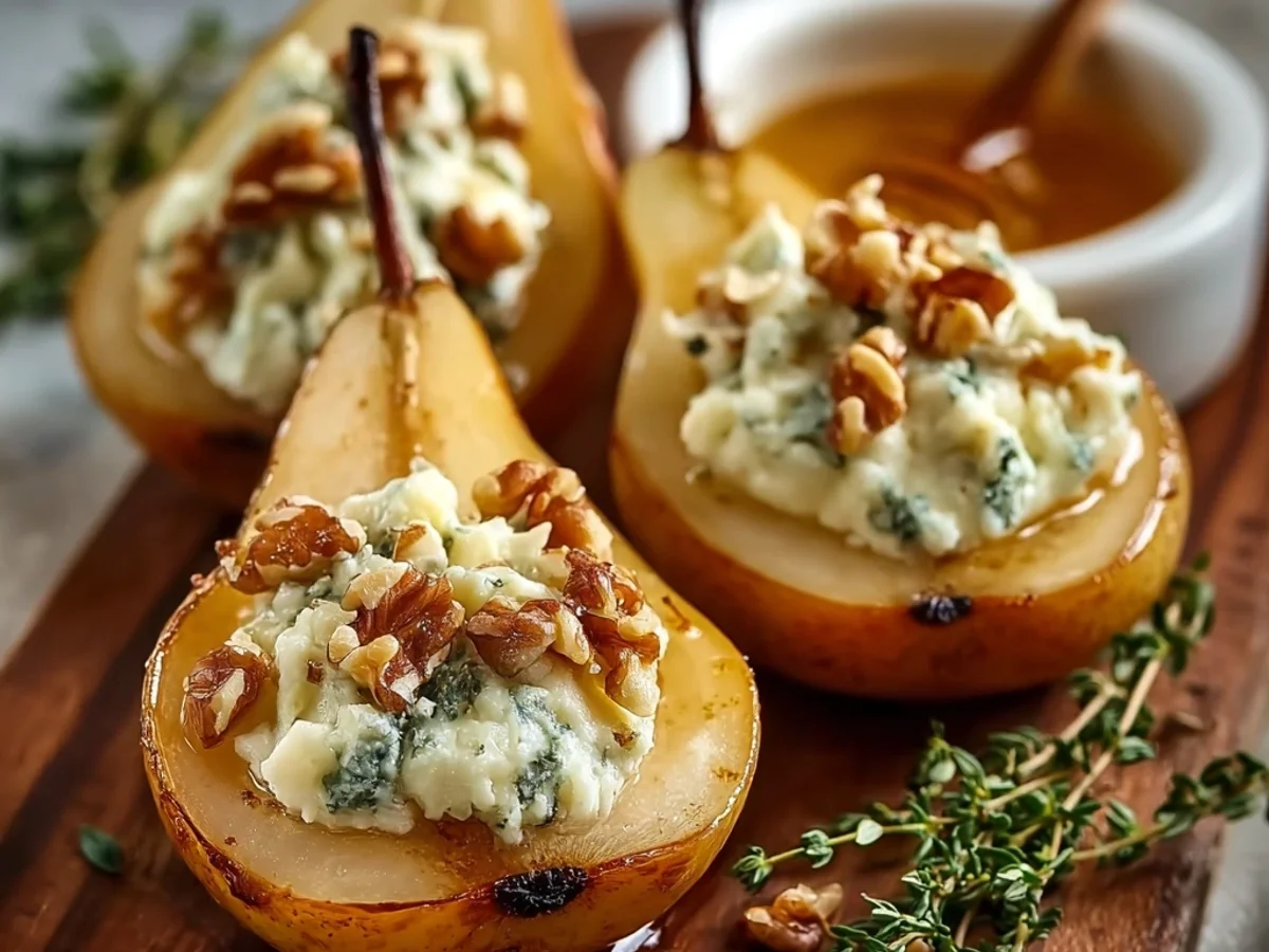 Rich Blue Cheese Stuffed Pears with Walnuts & Honey Drizzle - Image 1