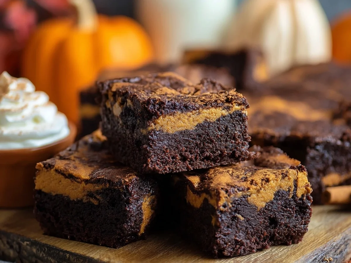 Rich Pumpkin Brownies: A Swirled Autumn Treat - Image 1