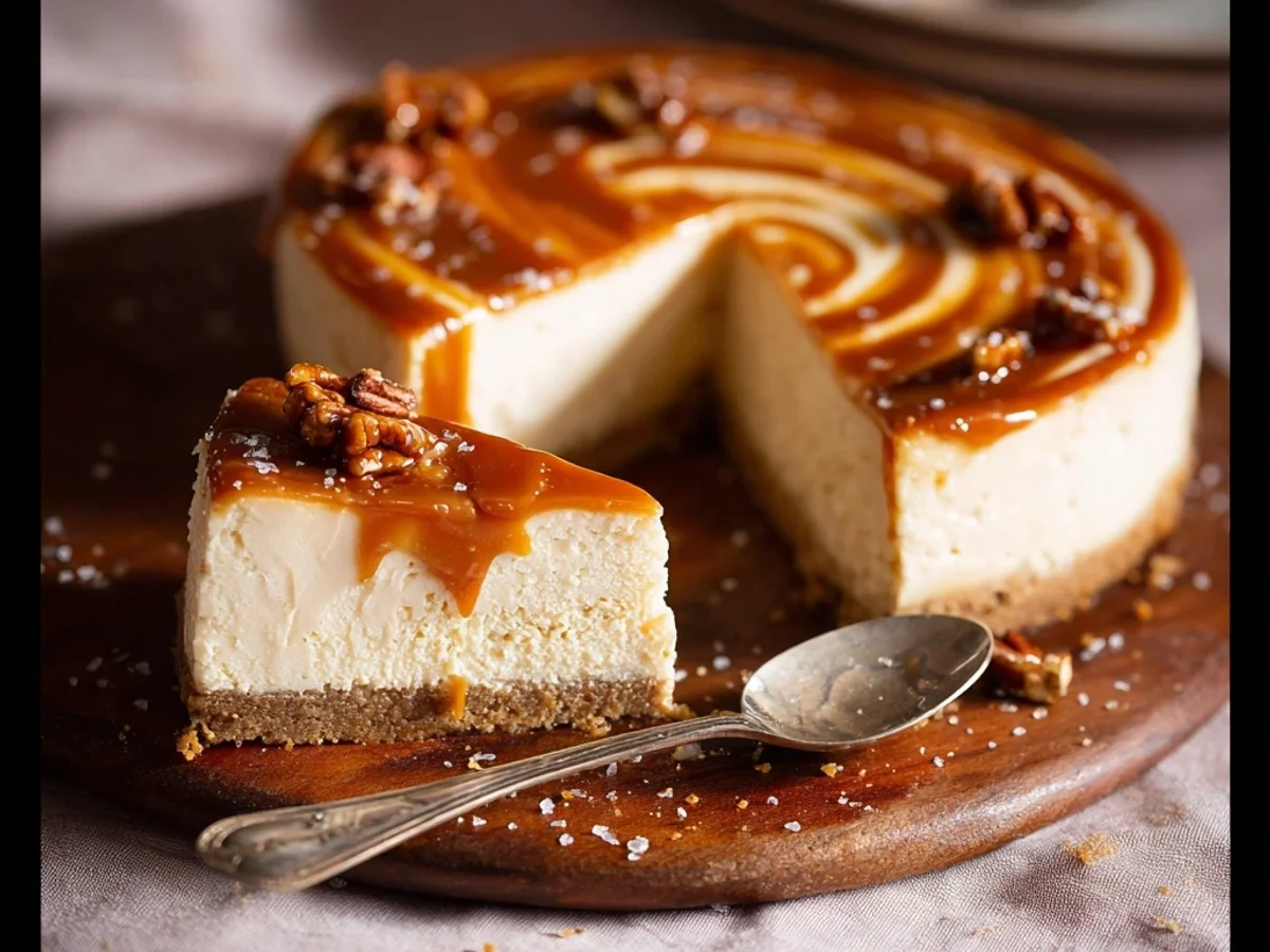 Rich Salted Caramel Cheesecake: A Decadent Treat - Image 1