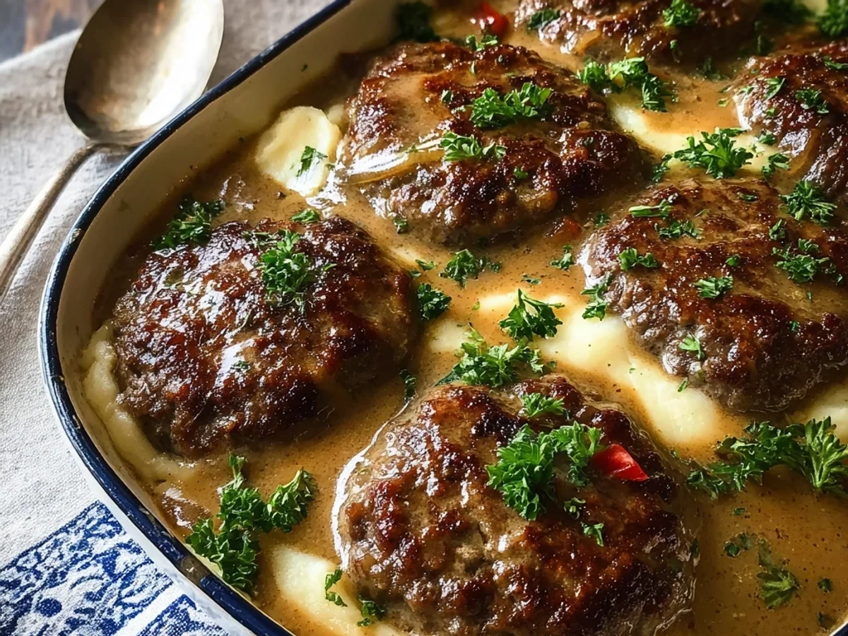 Rustic Amish Hamburger Steak Bake with Gravy - Image 1