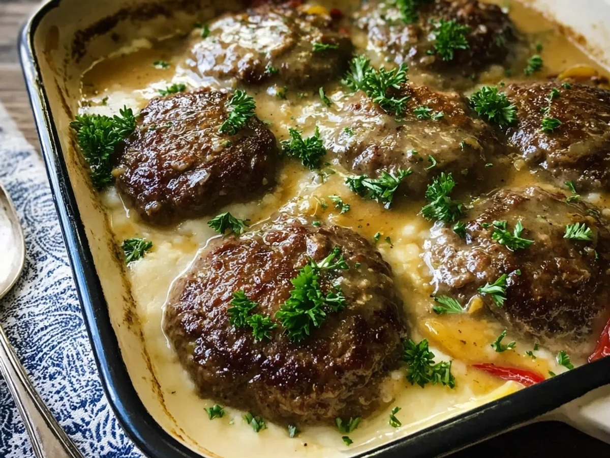 Rustic Amish Hamburger Steak Bake with Gravy - Image 2