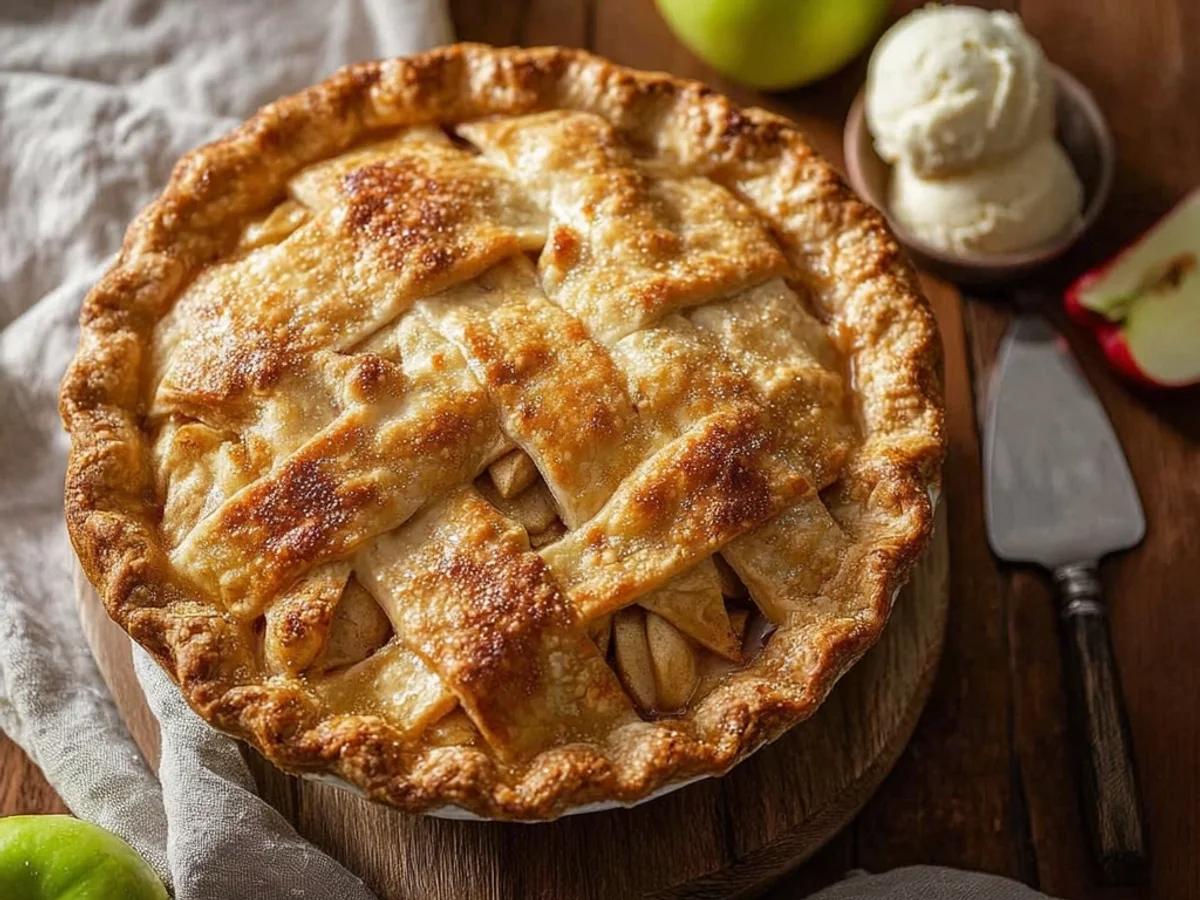 Rustic Homemade Apple Pie: Flaky Crust, Spiced Filling - Image 1