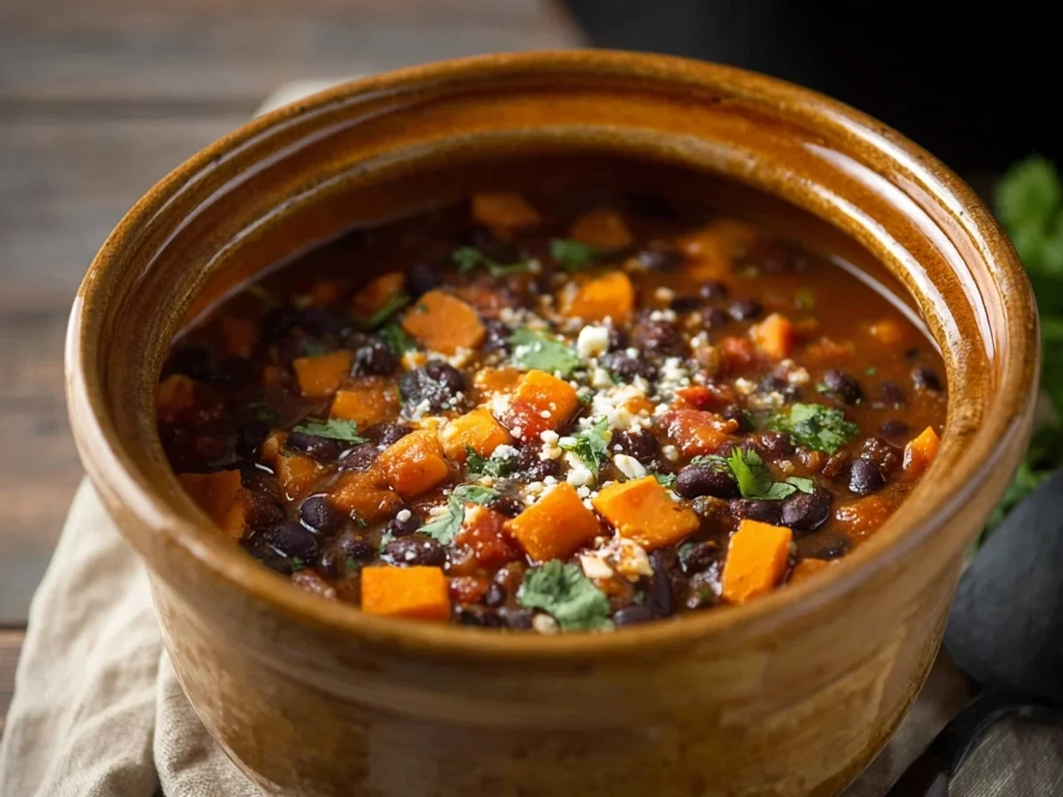 Simple Crock Pot Sweet Potato Black Bean Chili - Image 1