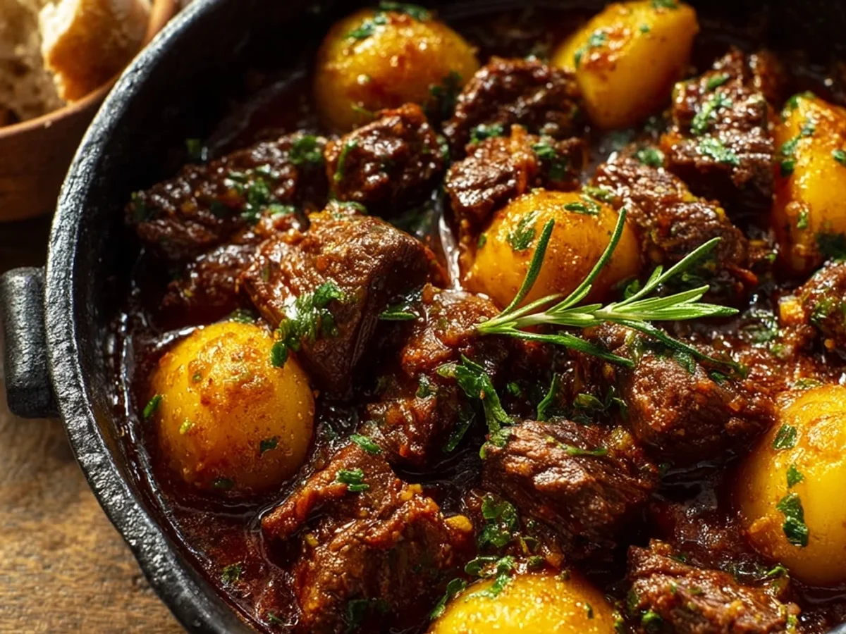 Slow Cooker Garlic Beef with Potatoes: Tender & Savory - Image 1