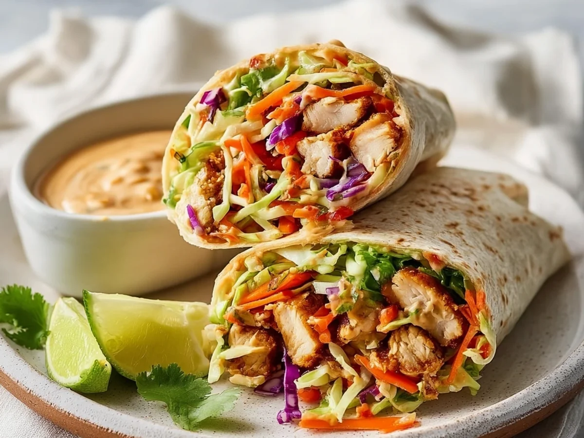 Spicy Thai Chicken Wrap with Crunchy Asian Slaw - Image 1