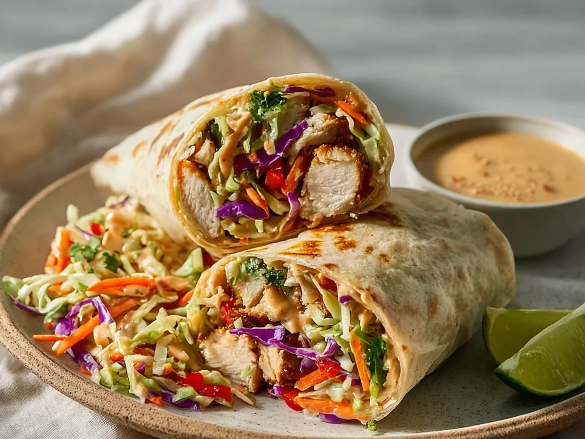 Spicy Thai Chicken Wrap with Crunchy Asian Slaw - Image 2