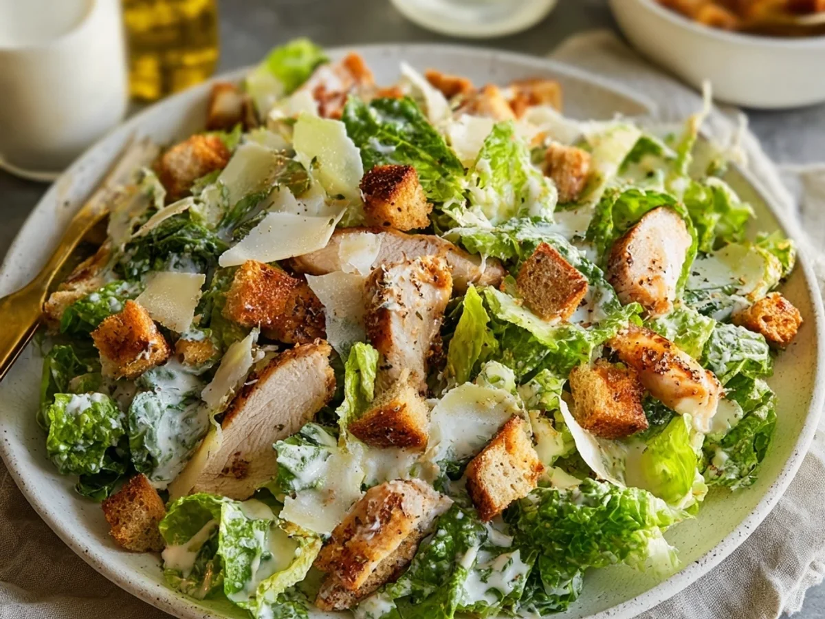 Tangy Chicken Caesar Salad with Crispy Romaine - Image 1