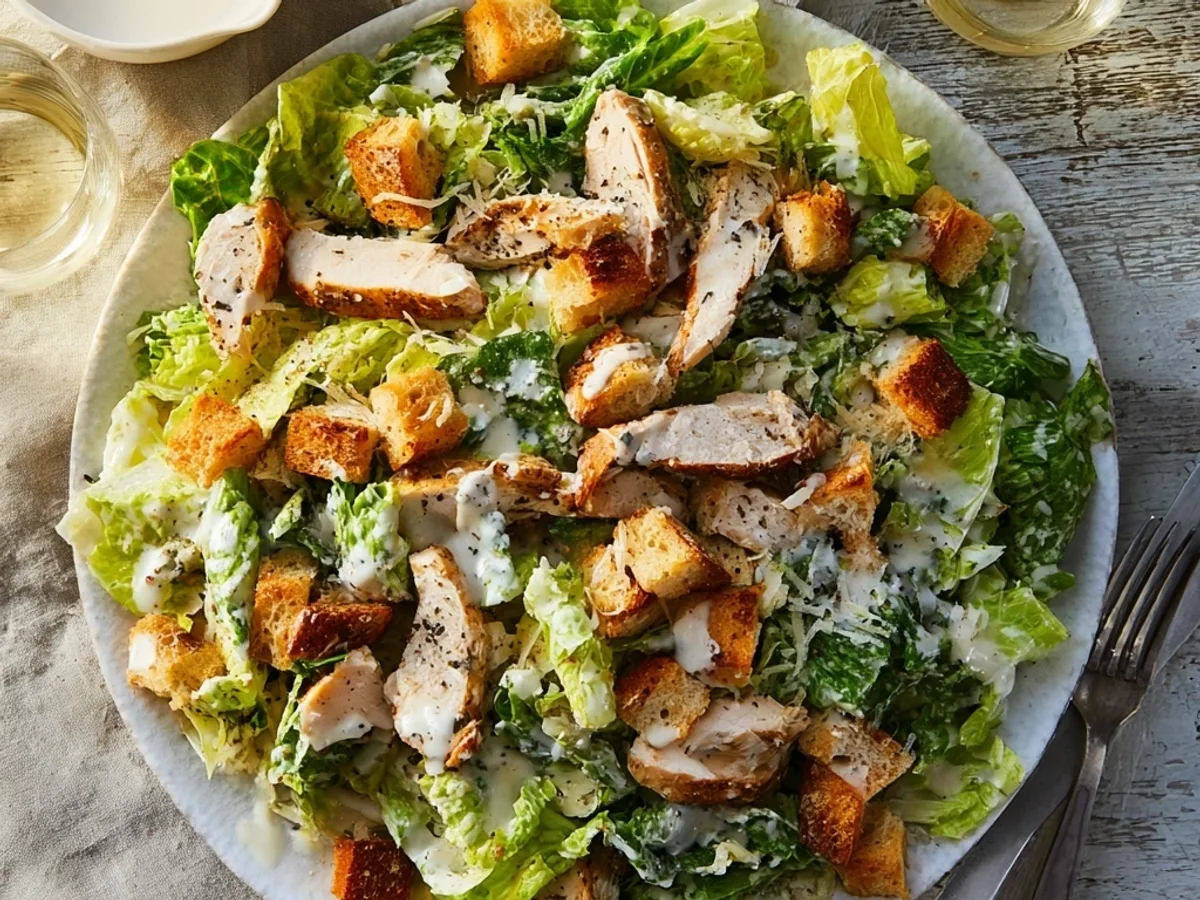 Tangy Chicken Caesar Salad with Crispy Romaine - Image 2