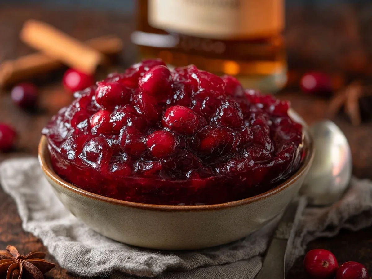 Tangy Honey Cranberry Sauce with Non-Alcoholic Bourbon - Image 1