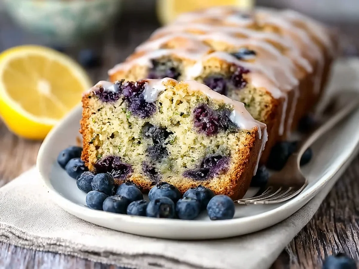 Tender Moist Blueberry Zucchini Bread with Lemon Glaze - Image 1