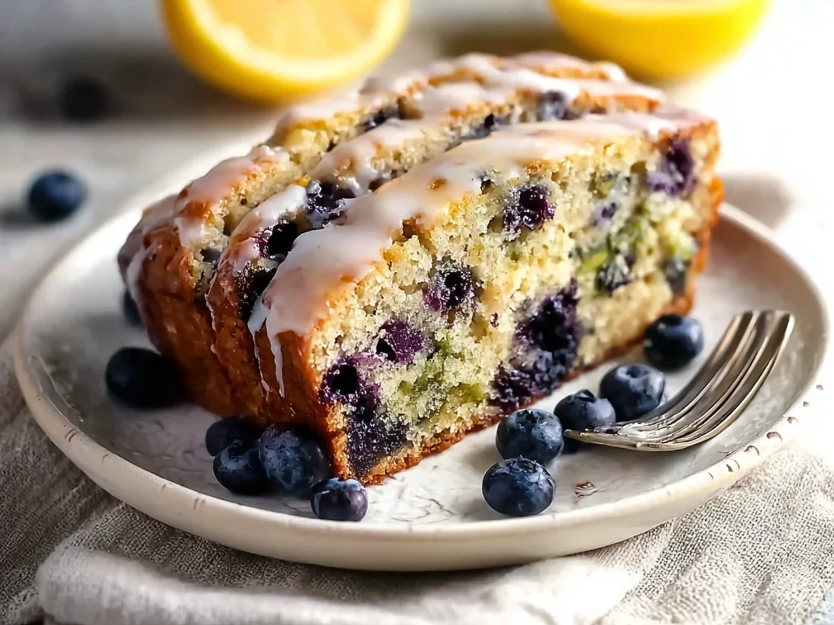 Tender Moist Blueberry Zucchini Bread with Lemon Glaze - Image 2