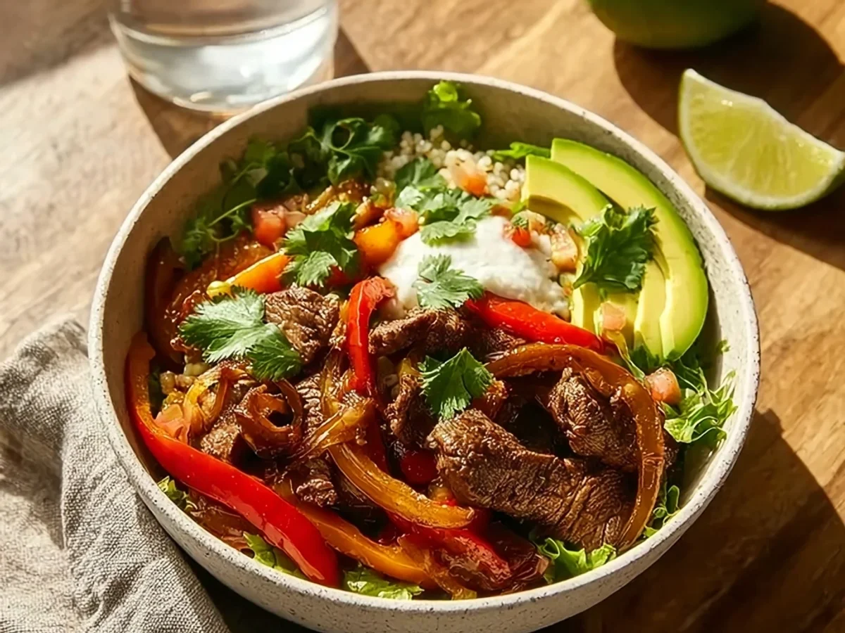 Tender Steak Fajita Bowl: High-Protein Low-Carb Dinner - Image 1
