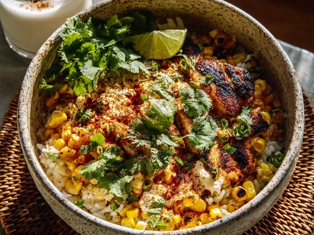 Zesty Street Corn Chicken Rice Bowl: Easy Weeknight Meal - Image 2