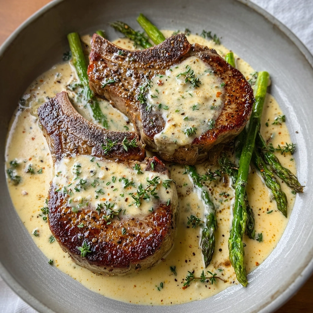 Tender Lamb Chops in Creamy Garlic Sauce