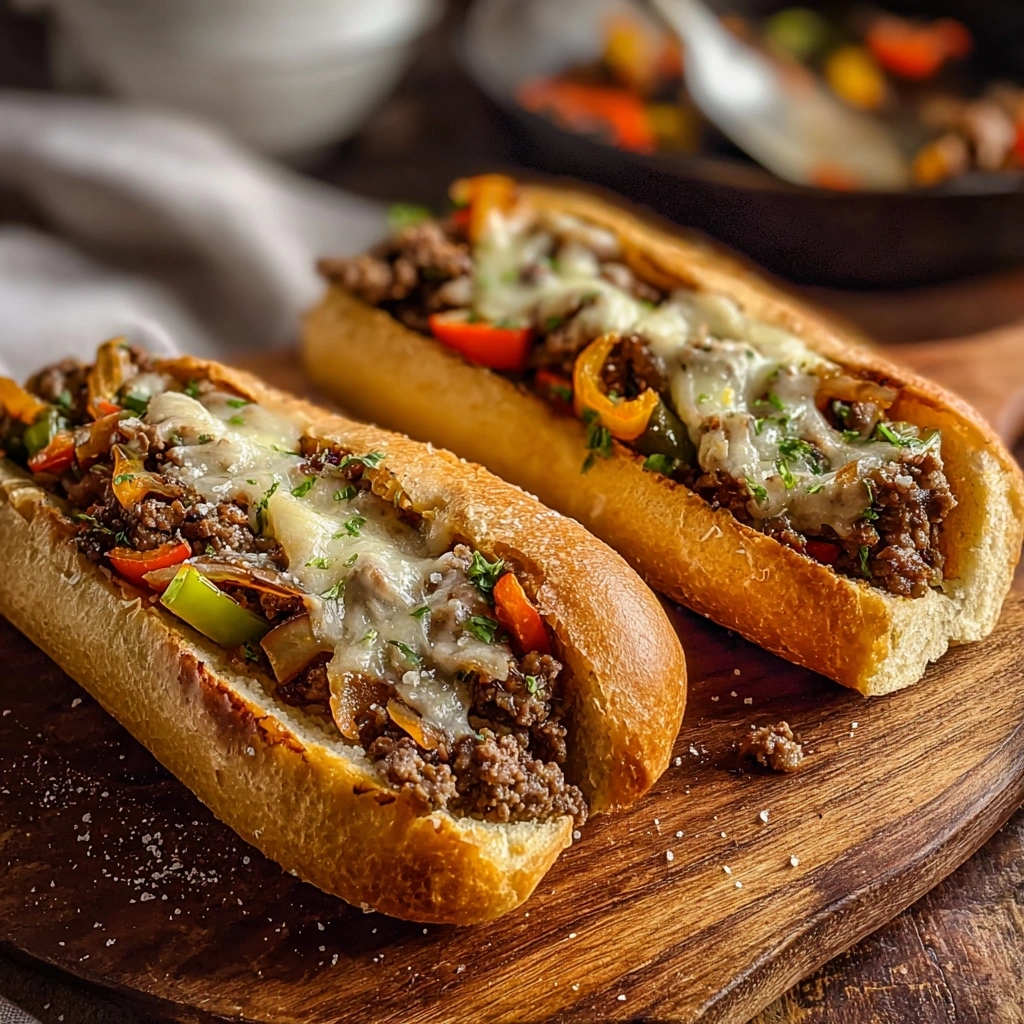 Homestyle Ground Beef Philly Cheesesteaks: Quick & Cheesy