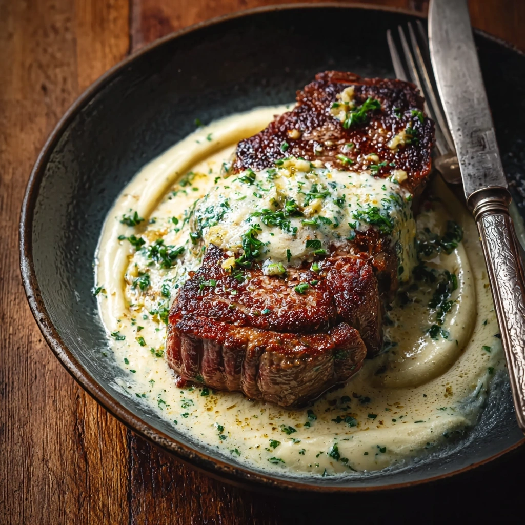 Creamy Garlic Butter Steak with Parmesan Cream Sauce