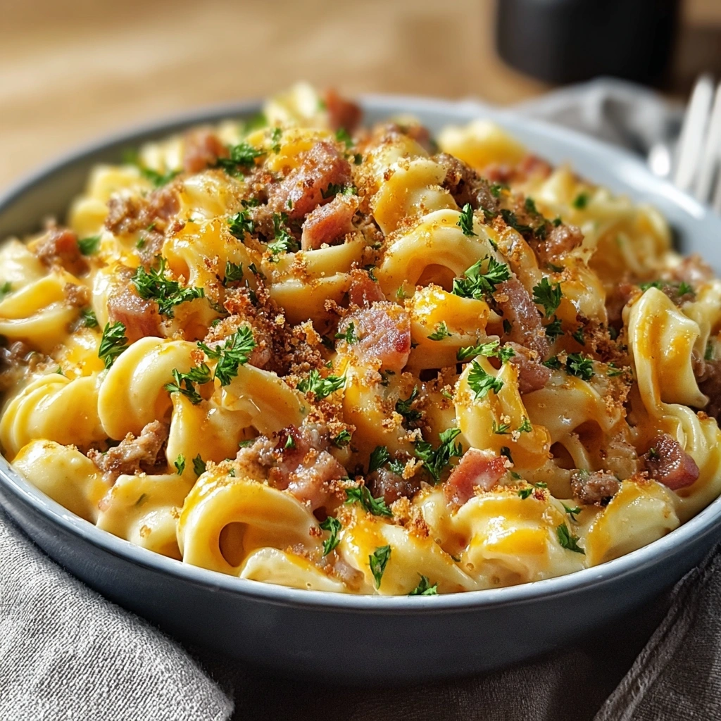 Loaded Turkey Ham Cheeseburger Pasta: Skillet Comfort
