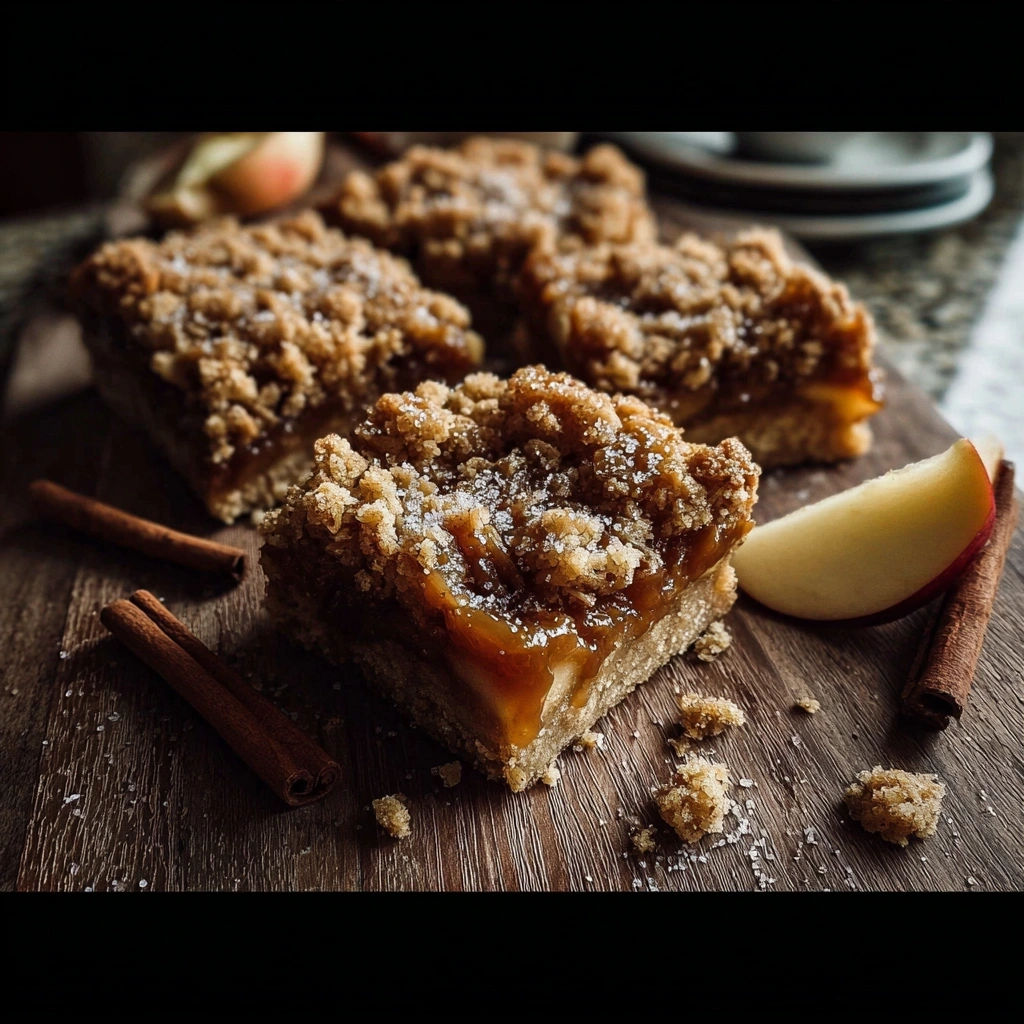 Rustic Salted Caramel Apple Crumble Bars for Fall