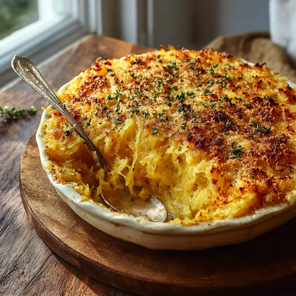 Creamy Cheesy Spaghetti Squash Au Gratin Bake