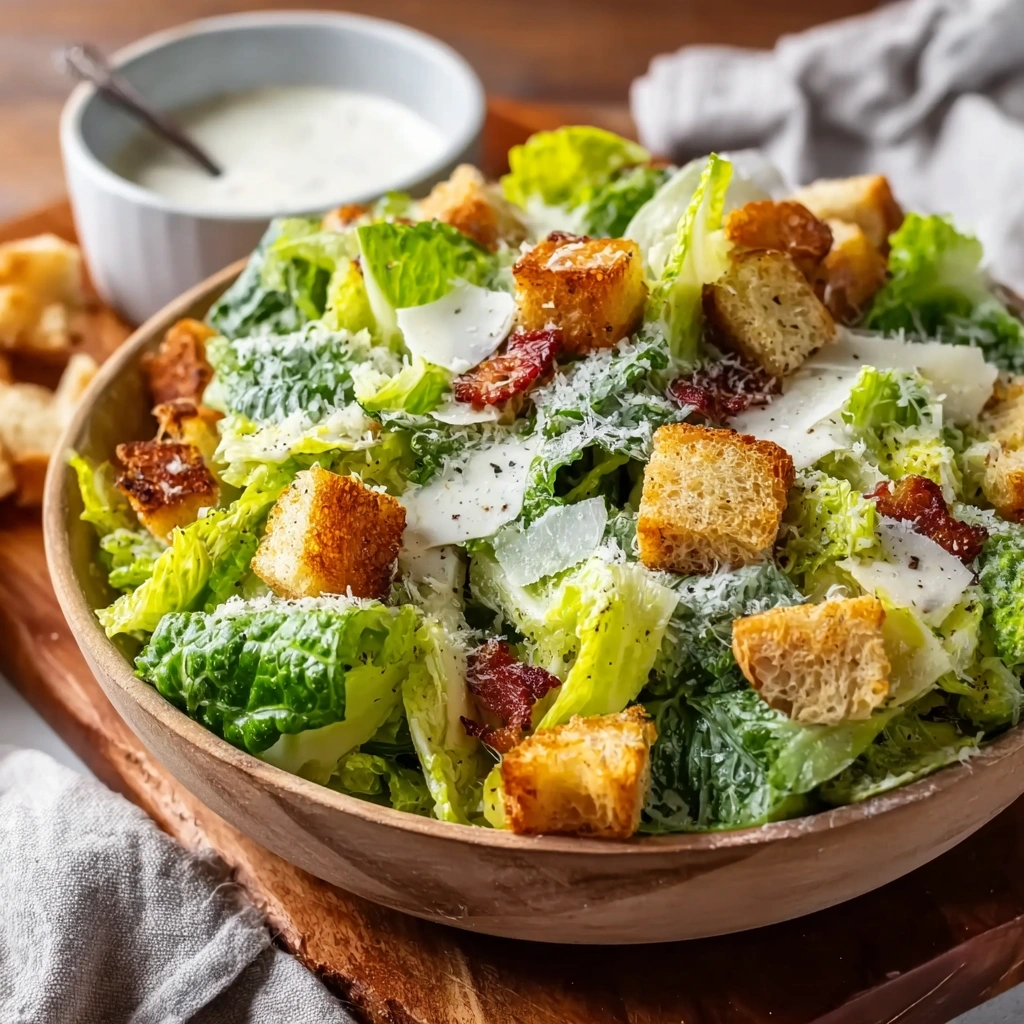 Fresh Homemade Caesar Salad Dressing & Crispy Romaine