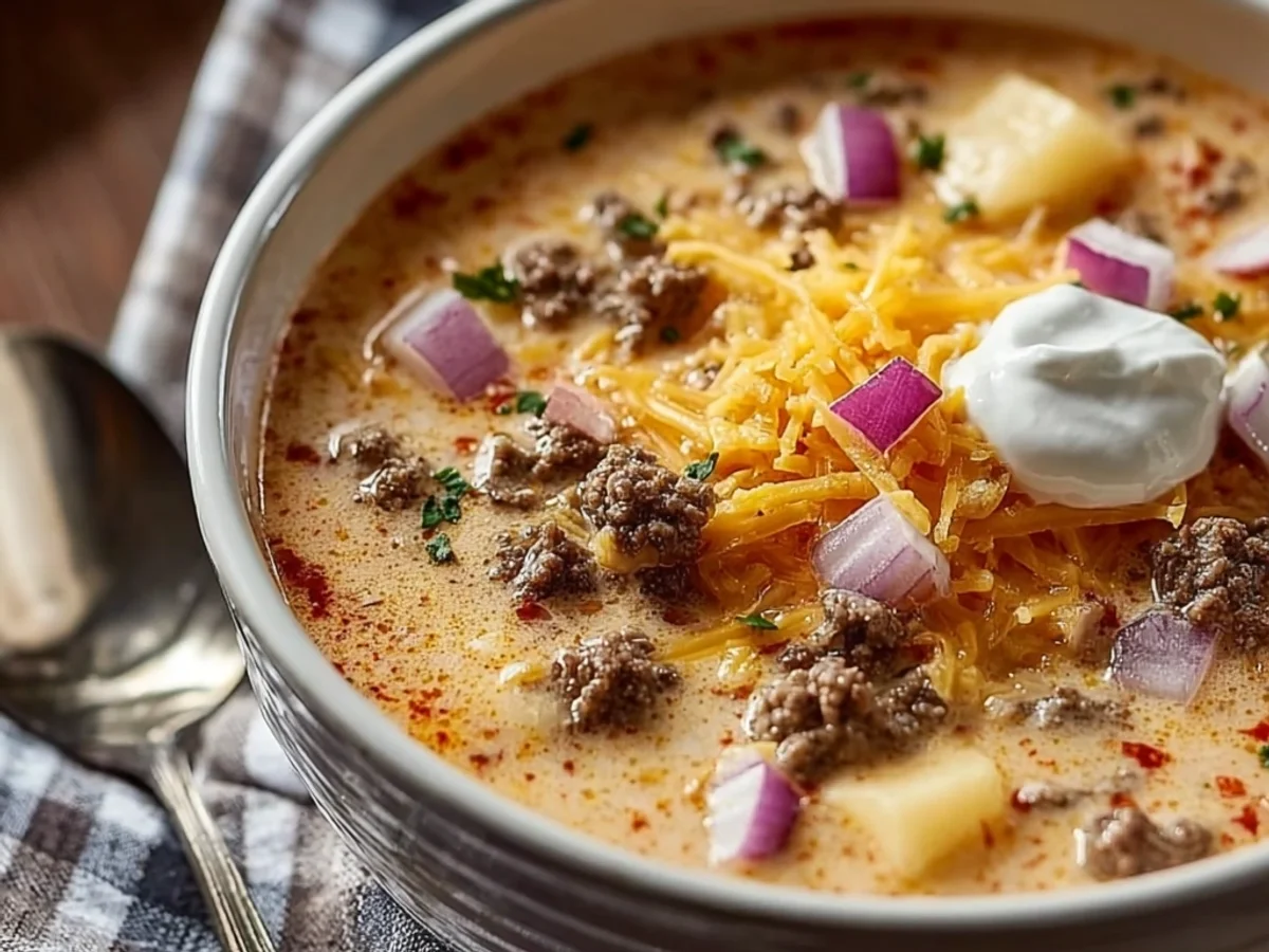 Creamy Cheeseburger Soup: A Hearty Dinner Embrace - Featured Image